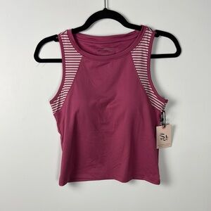 SINCERELY JULES SZ S NWT BUILT IN BRA Berry Striped GOLF TENNIS TOP